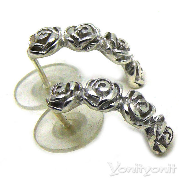 Flower Earrings, Roses, 925 Sterling Silver Earrings, BLOSSOM | YonitYonit