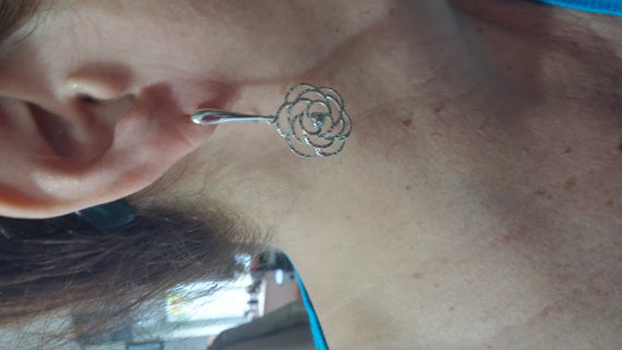 Flower Earrings 925 Sterling Silver Earrings Handmade Rose Earrings Floral Jewelry Rose Flower Earrings for Women Jewelry Gift